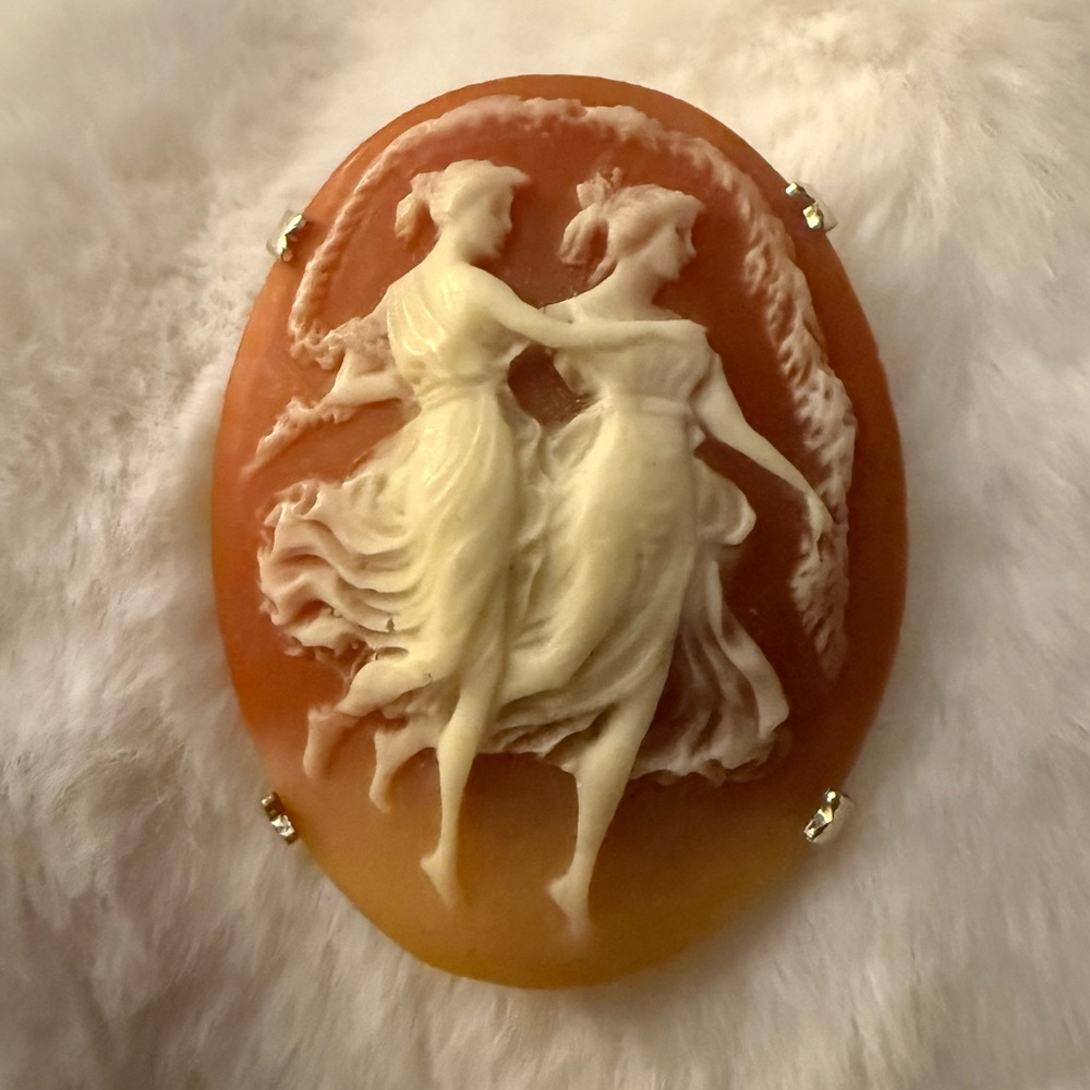 Vintage Cameo Brooch with Dancing Figures
